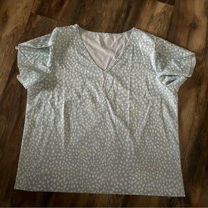 Light Blue Patterned Women's Top